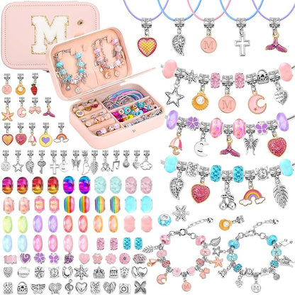 Bracelet Making Kit with Jewelry Box Charm Beads for Jewelry Making Kit DIY Bracelet Craft Kit Cute Birthday Valentine Gifts Christmas