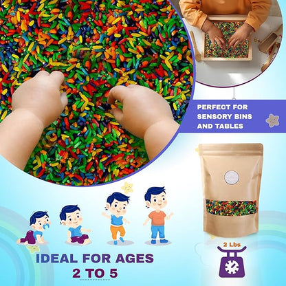Colored Rice in Vibrant Colors, Sensory Bin Filler, Rainbow Rice for Art & Craft, Creative Learning & Color Perception, Non-Toxic, Safe for Kids & Pets, Made in The USA (2lbs) (Mix-2)