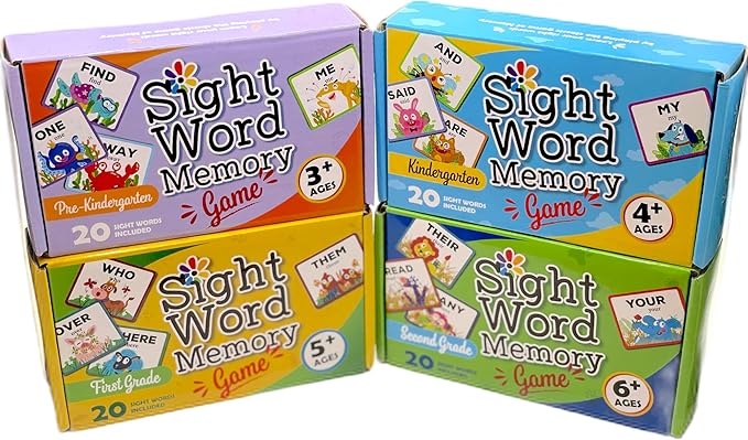 Sight Word Memory Game/Matching Game. Reading and Language Building for Grades Pre-Kindergarten Through Second Grade. Early Children's Reading Educational Game. Learn to Read (Second Grade)