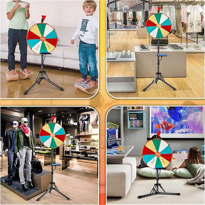 Prize Wheel,16 Inch Spinning Wheel with Adjustable Folding Tripod Floor Stand,10 Slots,1Bracket, Dry Erase Kit - Wheel of Fortune Game for Carnival, Casino & Trade Show.