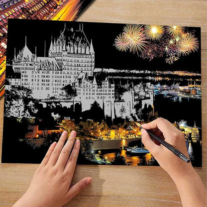 Scratch Art for Adults (8 Sheets A4),Family Creative DIY Painting Papers for Travel Lovers,Craft Lovers|Creative Scratch Art Adult (Prague/Ottawa) by Iskueal