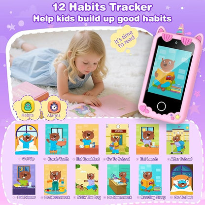 Kids Smart Phone for Girls Christmas Birthday Gifts for Girls Age 3 4 5 6 7 8 9 10 Kids Toys Smart Cell Phone 2.8" Touchscreen Built-in 32G SD Card Dual Camera 28 Toddler Learning Games Music Player