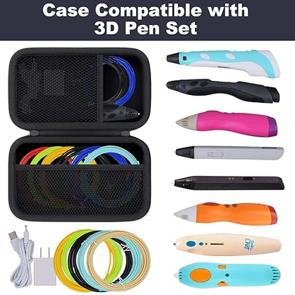 co2CREA Storage Organizer Case for 3D Printing Pen Set, Hard Case Compatible with SCRIB3D P1/Advanced, MYNT3D Super/Advanced, 3Doodler Start+/Flow/PRO and Filament Refill（Black Case）