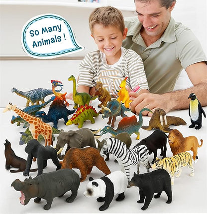 36 Small Animal Figurines Learning & Education Toys, Plastic Realistic Dinosaur Zoo Jungle Safari Sea Ocean Animal Figures, Preschool Learning Activities Matching Game Science Toys