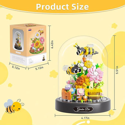 588 PCS Micro Brick Flower Bee Building Sets, Mini Blocks Animals Botanical Collection Blocks Model for Adult Toys, Home Decor and Office Art Creative Gift, for Teens Ages 6+ Kids