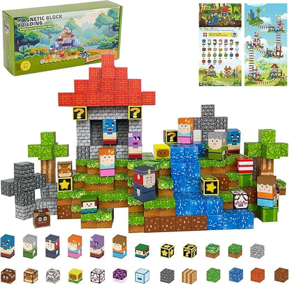 Magnetic Blocks - 110PCS Magnets Building Blocks World Set for Kids Ages 3-5 5-7 8-12, Magnetic Tiles Game Preschool Toys for 3 4 5 6 Year Old Girls Boys Gifts （STEM World）