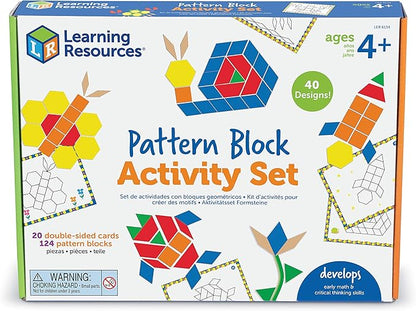 Learning Resources Pattern Block Activity Set, 20 Double-Sided Cards, Ages 4+