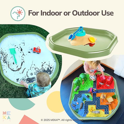 MEKA Tuff Tray for Sensory Play, Sensory Tray for Kids, Toddler Water Table, Tuff Spot Sensory Bin for Toddlers (Olive Green, Large (38" x 38"))