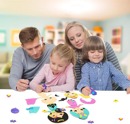 VKPI 4 Pieces EVA Foam Art Crafts Gift Kit, Creative Make Your Own Princess, Cartoon Foam Paper Craft Projects for Kids Ages 4+ Toddler, Preschool Learning Toy for Birthday Party Favor Supplies