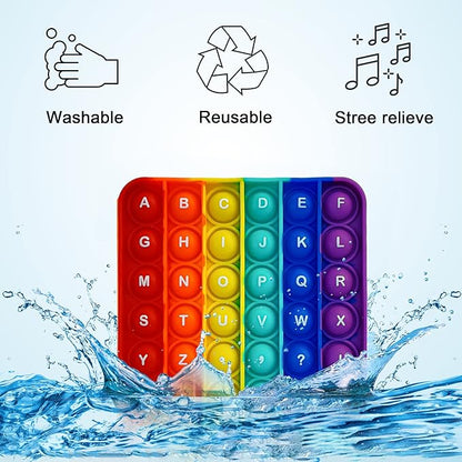 Alphabet Pop Fidget Toy Letters ABC Numbers Learning and Educational Toys Square Sensory Toys Popper Board Games Stress Relief Gifts for Kids ADHD Autism 2 Packs Single Side(Alphabet and Numbers)
