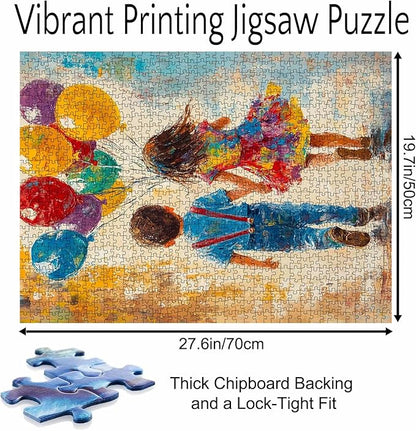 Tucocoo Banksy Little Girl and Boy Jigsaw Puzzle 1000 Pieces Graffiti Colorful Balloon Street Art Puzzles for Adults, DIY Crafts 1000 Piece Puzzle for Challenging Family Games Home Decor Gifts