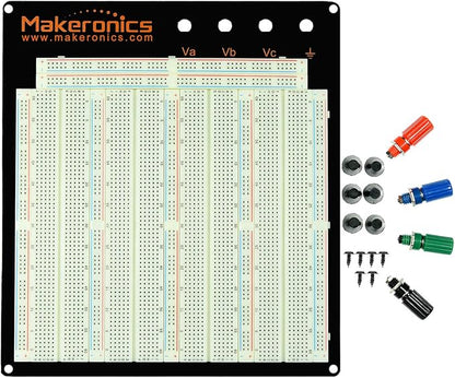 Makeronics Solderless 3220 Breadboard Complete Kit-3220 Tie-Points Experiment Plug-in Breadboard with Aluminum Back Plate +560 U-Shape|65 PCS Pure Copper Jumper Wires for Prototyping Circuit/Arduino