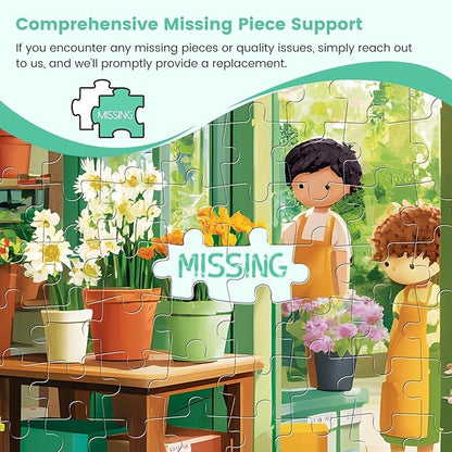 500 Piece Jigsaw Puzzles for Adults, Cozy Flower Shop with Children Puzzles for Adults, Fun and Challenging Puzzle for Family Time, Relaxing Gift for Adults, Kids, Seniors, 20.5 x 15 in