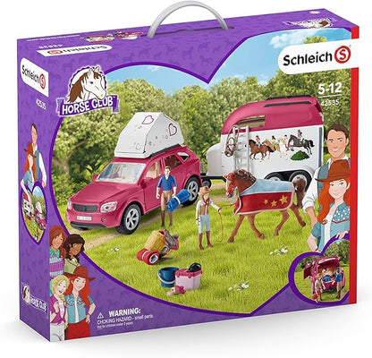 Schleich Horse Car and Trailer Toys - Multi Piece SUV & Trailer Playset, with Horse Figurine, Rider Action Figure, and Pony Accessories, for Girls and Boys Ages 5 and Above