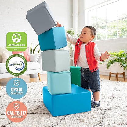 ECR4Kids SoftZone Big Foam Building Blocks, Soft Playset, Contemporary, 7-Piece