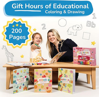 TOYVENTIVE Toddler Coloring Books & Crayons, Toys & Birthday Gifts for 1+,2,3,4 Years Old Girls, Toddlers & Preschoolers Ages One,Two,Three,Four year olds