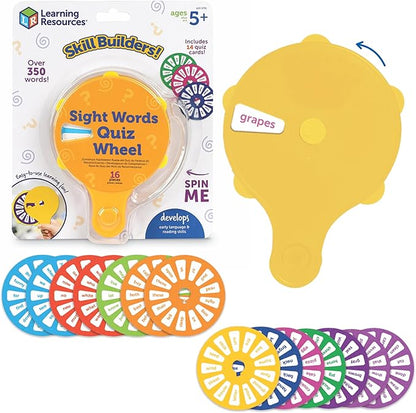 Learning Resources Skill Builders! Sight Words Quiz Wheel, Reading Games, Sight Words Flash Cards Kindergarten, Learning Activities, Ages 5+, 16 Pieces