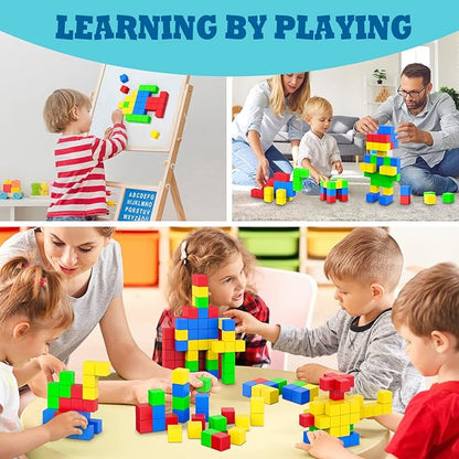 ROMDS Magnetic Blocks 32 Pieces,1 inch Large Magnetic Building Blocks for Ages 3+ Year Old Boys and Girls,3D Magnetic Cubes for Kids,Preschool STEM Educational Sensory Magnet Toys