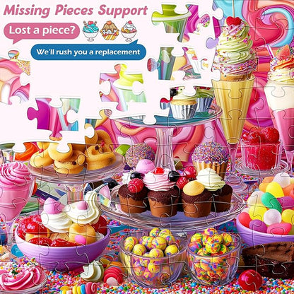 Puzzles for Kids Ages 4-8,100 Piece Puzzles for Kids Ice Cream Puzzle for Kid Ages 4-6 6-8 8-10 Large Piece Jigsaw Puzzle for Children Senior Adult Educational Puzzle Toys Preschool Birthday Gifts