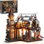 FUNWHOLE Train-Station Lighting Building Bricks Set - Steampunk LED Light Building Set 1843 Pieces for Adults and Teens