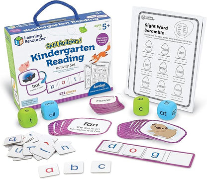 Learning Resources Skill Builders! Kindergarten Reading Activity Set -Learning Essential Materials, Reading Activities for Kids, Homeschool Supplies,Back to School, Ages 5+,122 Pieces