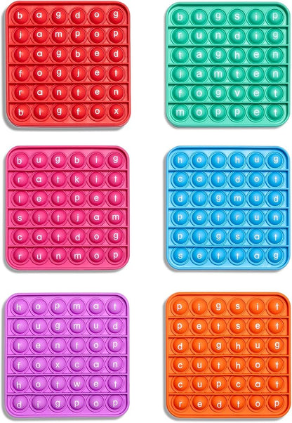 THE FIDGET GAME Word Pop CVC Words Mats for Classrooms (Pack of 6) - Learn to Read in Weeks - Multisensory Reading & Phonics Interactive Tools Ideal for Pre-Kindergarten to 1st Grade