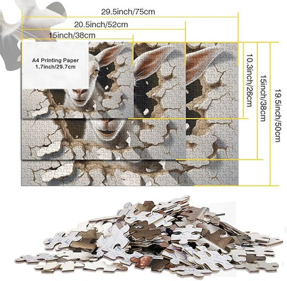 Sheep for Adults Fun Thickened Wooden Jigsaw Puzzles 1000 Piece 3D Animal Toy Intellectual Game Home Decoration Education Game Stress Relief Toy Challenge Educational 1000pcs (75x50cm)