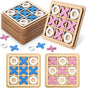 Libima 12 Pcs Wooden Tic Tac Toe Game Mini Family Board Games Classical Puzzle Chess Tabletop Teaches Strategy & Focus, Gifts for Halloween/Road Trip/Travel/Christmas Strategy Toys(Bright Color)