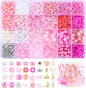 3500Pcs Heishi Bead ，Pink Beads Bracelet Making Kit ，6 Kinds of Unique Pink Glass Seed Bead Friendship Bracelet Beads for Jewelry Making