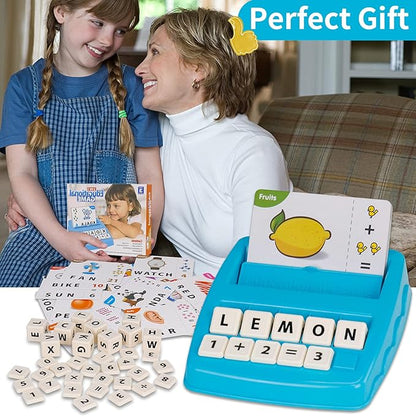Educational Toys Learning Games for Kids 3-8, Matching Letter Spelling Early Math Game for Preschool& Kindergarten Kids Boys and Girls Light Blue