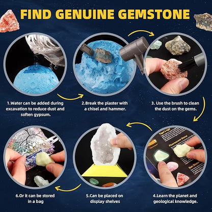 Space Dig Kit - Gem Excavation Kit, Gemstone for Kids, Space Toys Dig Kits for Gemstone Collection, Space Planet Toys for Boys Girls 6 and up Year Old Birthday Gifts