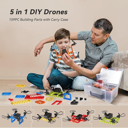 Mini Drone for Kids and Beginners,Creative 5-IN-1 DIY Drone Building Kits for Kids to Build Your Own Drones,5 Different Designs, Altitude Hold, 3D Flips,Easy to Build and Fly,Great Gifts for Boys&Girls to Enjoy Building,Flying and Fixing Fun