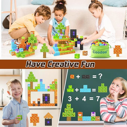 Dinosaur Toys Magnetic Blocks - Build Mine Magnet World Dinosaur Adventure Set, Magnetic Building Blocks Outdoor Toddler Toys for 3+ Year Old Boys & Girls, Creative Jurassic Scenes Kids Toy Games