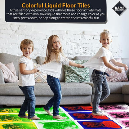 Multicolor Sensory Tiles for Autism Liquid Fusion Lava Tiles for Kids Sensory Activity Play Centers for Children, Toddler, Teens 12" X 12" Sensory Toys (Pack of 4)