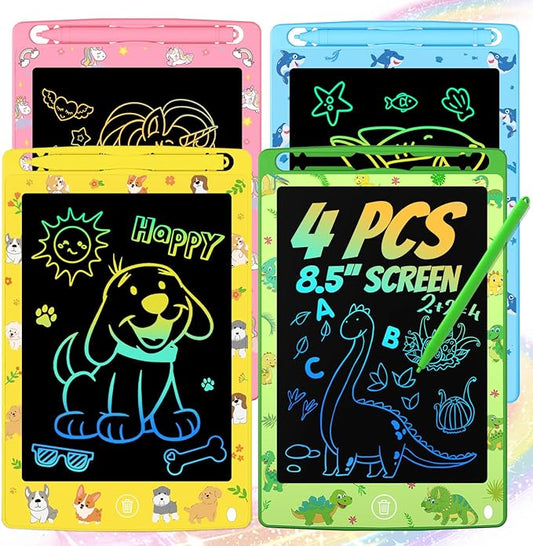 4 Pack LCD Writing Tablet for Kids, 8.5 Inch Colorful Doodle Board Drawing Pad, Party Favor Educational Learning School Prize Birthday Gifts for Boys Girls Age 3 4 5 6 7 8