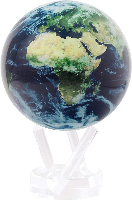 MOVA Globe Earth with Clouds – 4.5” Self-Rotating Globe Powered by Light | Silent Motion, No Batteries or Wires | Unique Desk Decor or Gift for Space Lovers