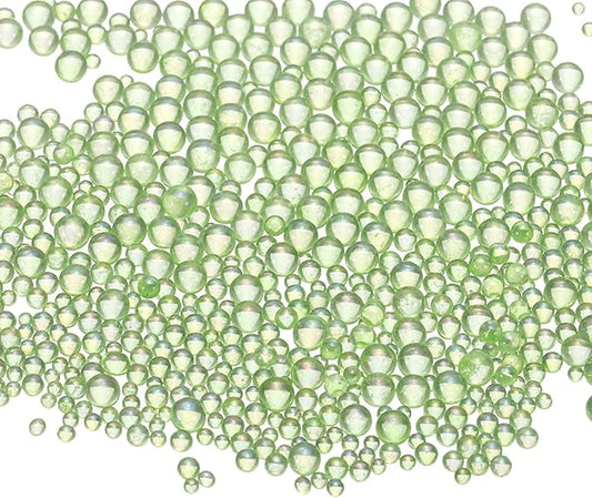 Iridescent Glass Tiny Bubble Beads, 0.4-3mm 10g No Hole Micro Mini Round Light Green Water Droplets Beads - Applications: for Resin Filler, Nail Art, Dollhouse Bath Tub