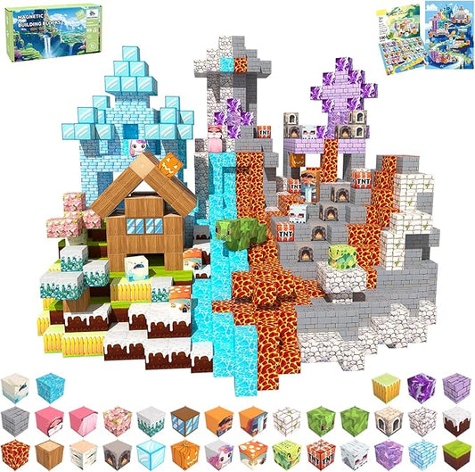 100PCS Magnetic Blocks - Magnet Toys for Kids, Boys and Girls, Magnetic Building Blocks Cubes, Stacking Magnets for Kids, Birthday Gifts for Boys and Girls Age 3+ Years Old
