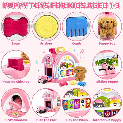 Marstone Toddler Toys for 1 Year Old Girl Gifts: Musical Bilingual Learning Toys for 1 2 3 Years Old Girls, Early Educational Baby Piano with Sound Light for 1st First Girl Boy Kids Birthday Gifts