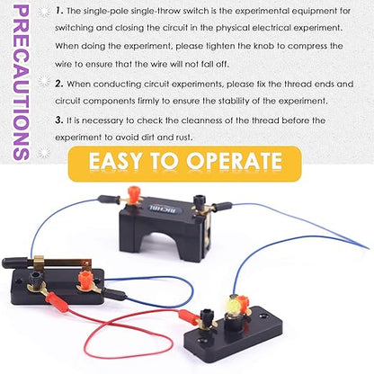Swpeet 10Pcs Single Pole Single Throw Switch Kit, Perfect for Physics Laboratory, School Electronic Experimenting, Great for Demos Teaching Basic Principles of Electricity & How a Simple Circuit Works