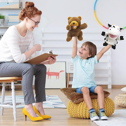 Hand Puppets Bear Puppet,10" Animal Hand Puppets for Kids, Hand Puppet for Toddlers 1-3 and Kids with Movable Mouth,Sloth Stuffed Animal Plush Puppets Toy Gift for Interactive Storytelling