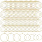 Pndeyo 120pcs Hypoallergenic Earring Beading Hoops, 20mm 25mm 30mm 35mm Round Hoop Earrings Findings, Open Earring Wire Ring Accessories for Jewelry Making- Gold