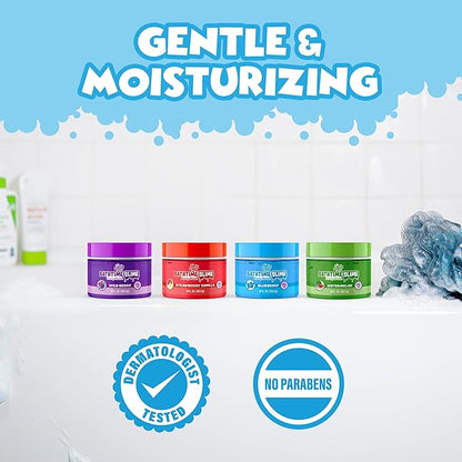 Tub Works® Bath Slime Kids Body Wash, Variety 4 Pack | Gooey, Playful Texture with Fresh, Fruity Scents | Dermatologist Tested | Sensory Fun Bath Toys for Toddlers & Kids | Colorful Slime Kids Soap