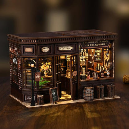Book Nook Kit for Adults, 3D DIY Wooden Holiday Theme Miniature House Craft Kit Bookshelf Christmas Decor Halloween Birthday Gift