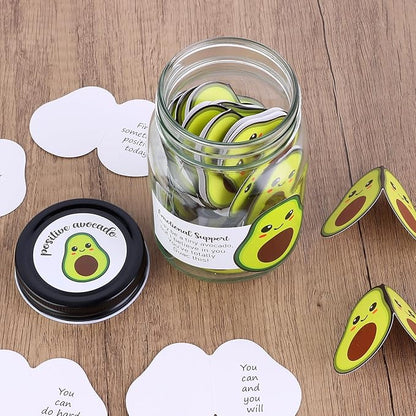 60 PCS Positive Avocado Cards Jar, Emotional Support Jar, Avocado Affirmation Cards, Inspirational Gifts for Women, Cheer Up Gifts, Unique Positive Gift for Women, Teen Girl