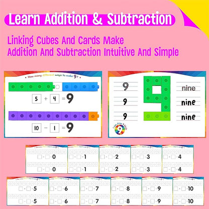 Math Linking Cubes, 100 Math Cube Manipulatives with 30 Learning Activities Number Counting Blocks Snap Linking Math Counters Fun & Educational Pre-K Counting Blocks for Preschool Kindergarten