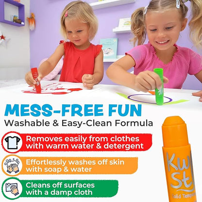 Kwik Stix Black, 12 Black Solid Tempera Paint Sticks, Quick Drying