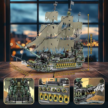 NutCracker Pirate Ship Building Blocks Set - Large MOC Pirate Ship Construction Model, Sailing Boat Toy Building Set, Christmas Birthday Gift for Adults & Kids 14+ (5865 Pieces)