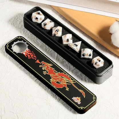 DNDND Cat DND Dice 7-Piece Sharp Edge Polyhedral D&D Dice Set with Gift Case for Dungeons and Dragons D&D 5E Table Game
