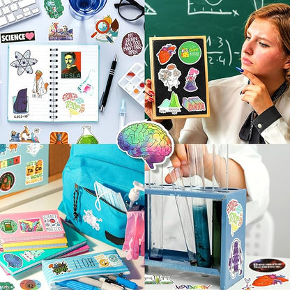 100 PCS Science Stickers for Water Bottles,Science Laboratory Stickers for Adults Students Kids Teacher,Physics Biology Chemistry Experiment Math Gifts